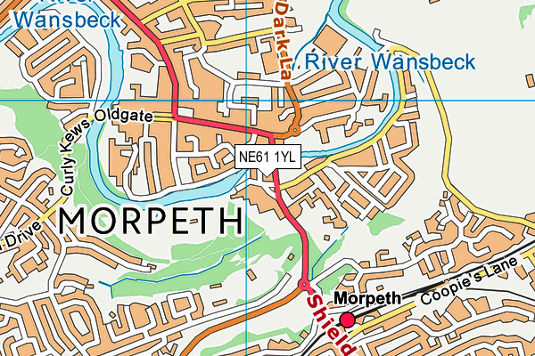 NE61 1YL map - OS VectorMap District (Ordnance Survey)