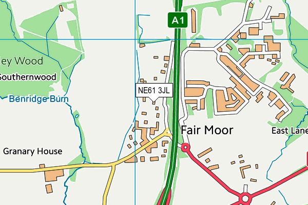 NE61 3JL map - OS VectorMap District (Ordnance Survey)
