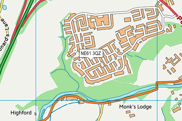 NE61 3QZ map - OS VectorMap District (Ordnance Survey)