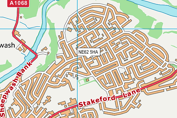 NE62 5HA map - OS VectorMap District (Ordnance Survey)