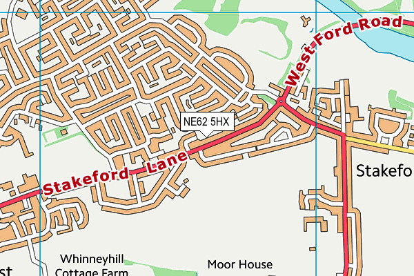 NE62 5HX map - OS VectorMap District (Ordnance Survey)