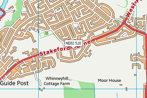 NE62 5JX map - OS VectorMap District (Ordnance Survey)