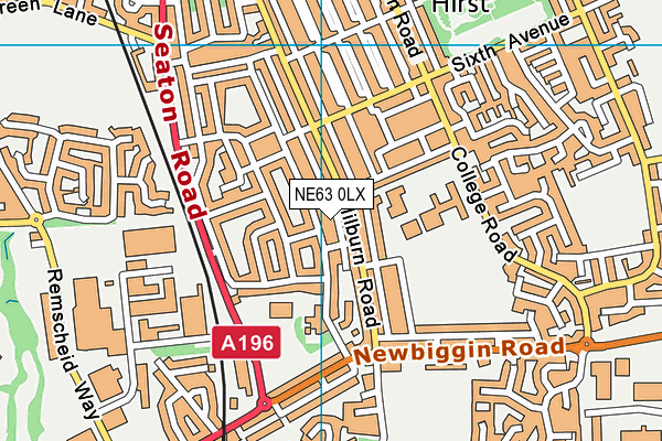 NE63 0LX map - OS VectorMap District (Ordnance Survey)