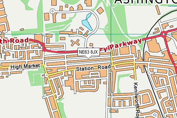 NE63 8JX map - OS VectorMap District (Ordnance Survey)