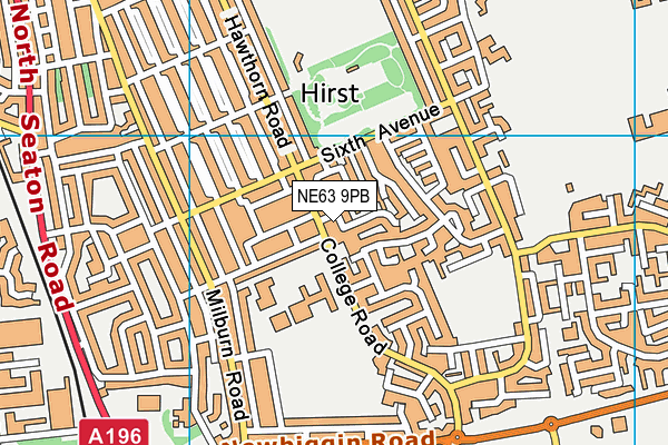 NE63 9PB map - OS VectorMap District (Ordnance Survey)