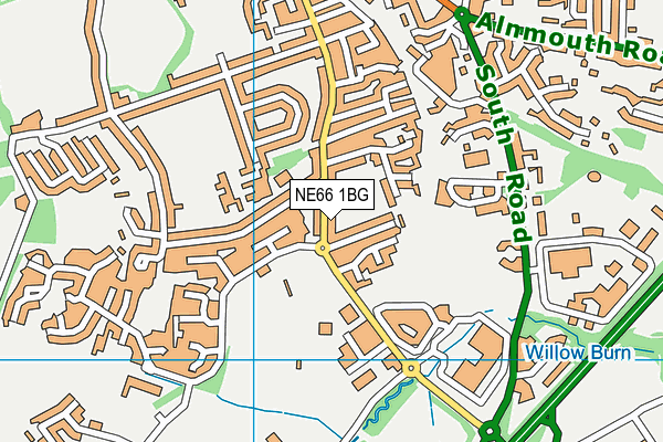 NE66 1BG map - OS VectorMap District (Ordnance Survey)