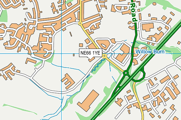 NE66 1YE map - OS VectorMap District (Ordnance Survey)