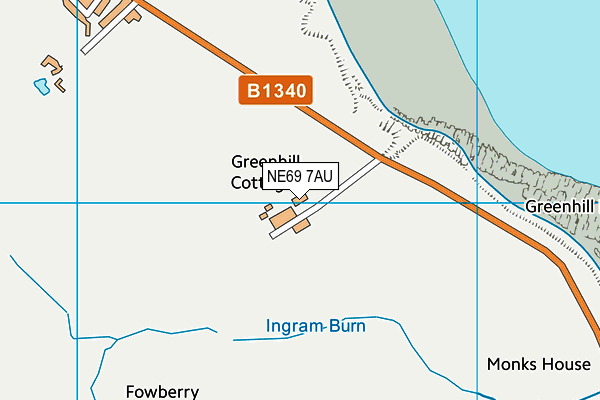 NE69 7AU map - OS VectorMap District (Ordnance Survey) NE69 7AU map - OS VectorMap District (Ordnance Survey)