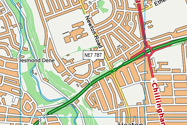NE7 7BT map - OS VectorMap District (Ordnance Survey) NE7 7BT map - OS VectorMap District (Ordnance Survey)