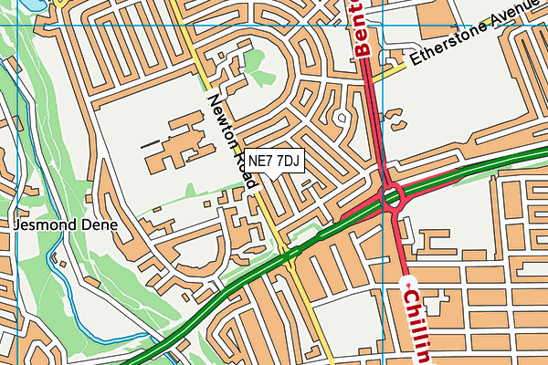 NE7 7DJ map - OS VectorMap District (Ordnance Survey) NE7 7DJ map - OS VectorMap District (Ordnance Survey)