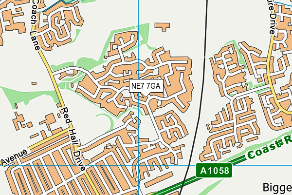 NE7 7GA map - OS VectorMap District (Ordnance Survey) NE7 7GA map - OS VectorMap District (Ordnance Survey)
