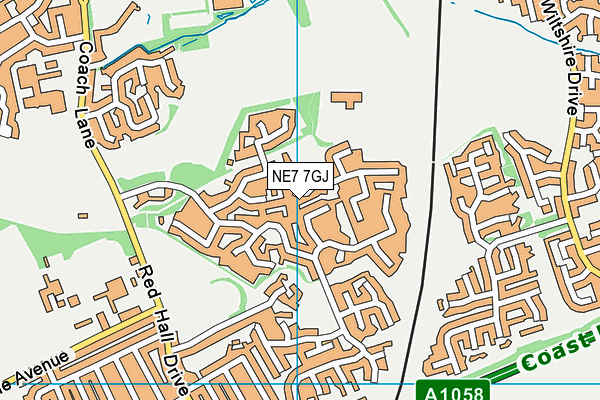 NE7 7GJ map - OS VectorMap District (Ordnance Survey) NE7 7GJ map - OS VectorMap District (Ordnance Survey)