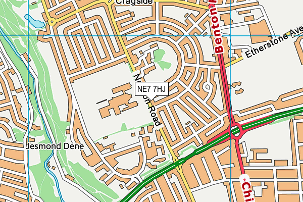 NE7 7HJ map - OS VectorMap District (Ordnance Survey) NE7 7HJ map - OS VectorMap District (Ordnance Survey)