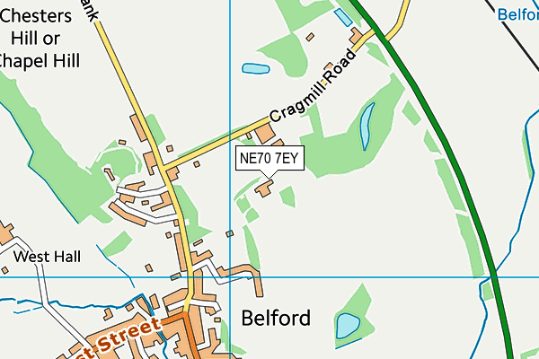 NE70 7EY map - OS VectorMap District (Ordnance Survey) NE70 7EY map - OS VectorMap District (Ordnance Survey)