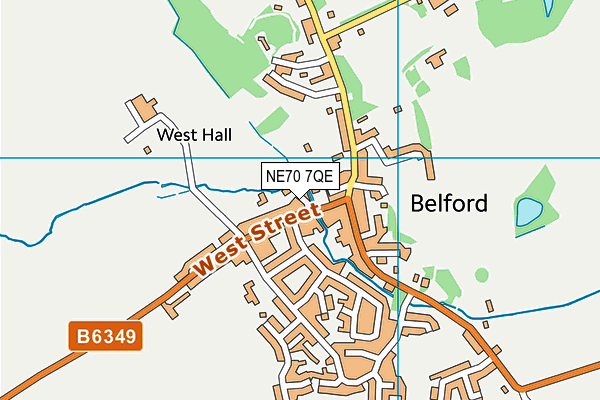 NE70 7QE map - OS VectorMap District (Ordnance Survey) NE70 7QE map - OS VectorMap District (Ordnance Survey)