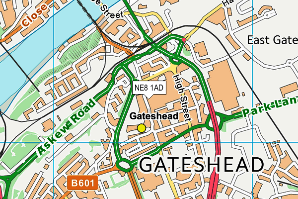 NE8 1AD map - OS VectorMap District (Ordnance Survey)