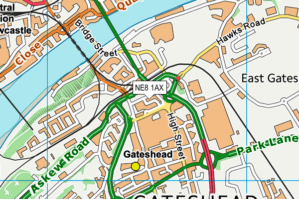 NE8 1AX map - OS VectorMap District (Ordnance Survey) NE8 1AX map - OS VectorMap District (Ordnance Survey)