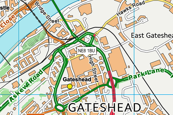 NE8 1BU map - OS VectorMap District (Ordnance Survey) NE8 1BU map - OS VectorMap District (Ordnance Survey)