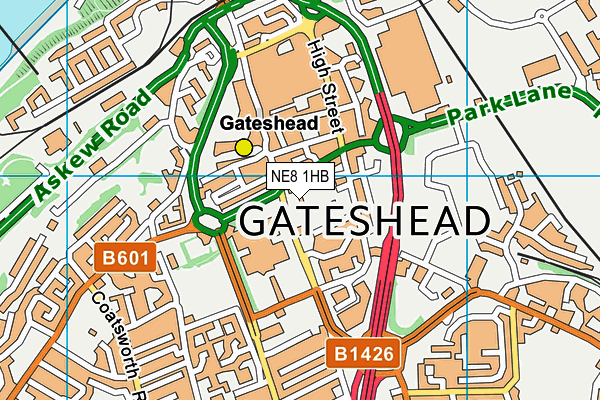 NE8 1HB map - OS VectorMap District (Ordnance Survey) NE8 1HB map - OS VectorMap District (Ordnance Survey)