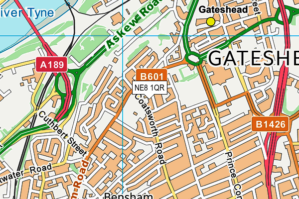 NE8 1QR map - OS VectorMap District (Ordnance Survey)
