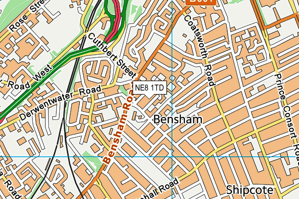 NE8 1TD map - OS VectorMap District (Ordnance Survey)