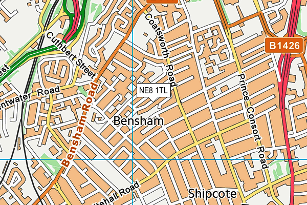 NE8 1TL map - OS VectorMap District (Ordnance Survey) NE8 1TL map - OS VectorMap District (Ordnance Survey)
