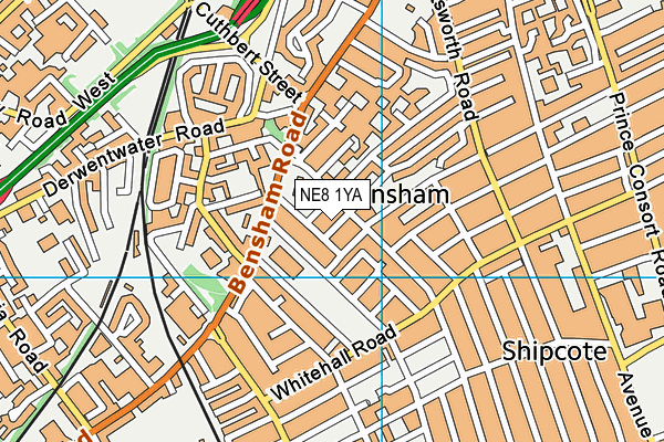NE8 1YA map - OS VectorMap District (Ordnance Survey) NE8 1YA map - OS VectorMap District (Ordnance Survey)