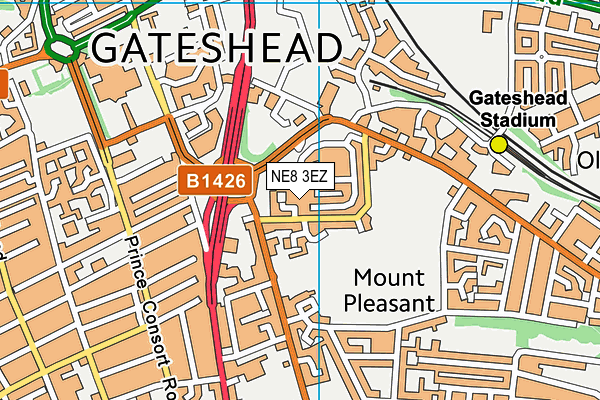 NE8 3EZ map - OS VectorMap District (Ordnance Survey)