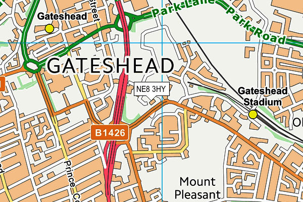 NE8 3HY map - OS VectorMap District (Ordnance Survey) NE8 3HY map - OS VectorMap District (Ordnance Survey)