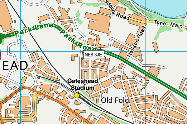NE8 3JE map - OS VectorMap District (Ordnance Survey)
