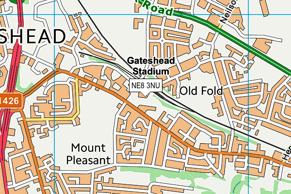 NE8 3NU map - OS VectorMap District (Ordnance Survey) NE8 3NU map - OS VectorMap District (Ordnance Survey)