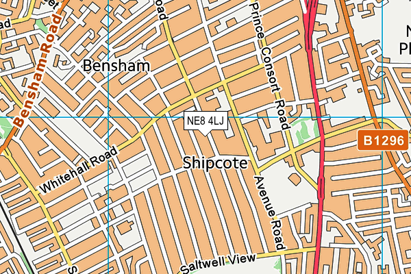 NE8 4LJ map - OS VectorMap District (Ordnance Survey)