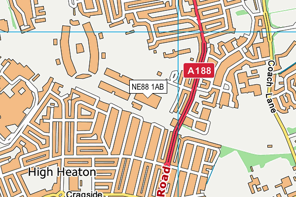 NE88 1AB map - OS VectorMap District (Ordnance Survey)