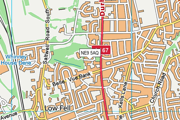 NE9 5AQ map - OS VectorMap District (Ordnance Survey)
