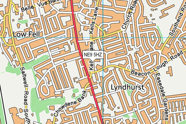 NE9 5HZ map - OS VectorMap District (Ordnance Survey) NE9 5HZ map - OS VectorMap District (Ordnance Survey)