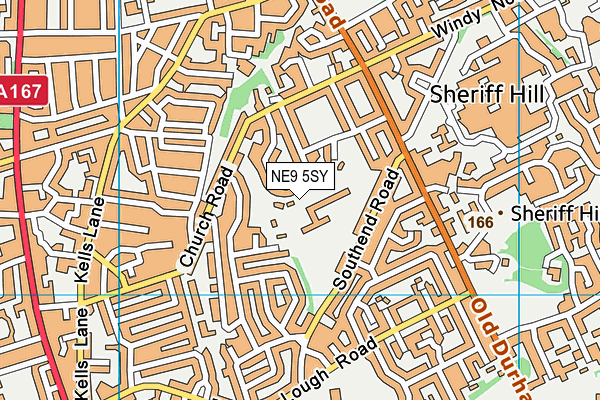NE9 5SY map - OS VectorMap District (Ordnance Survey)