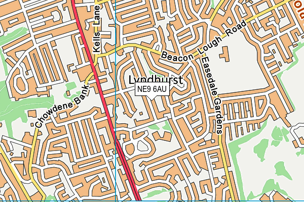 NE9 6AU map - OS VectorMap District (Ordnance Survey)