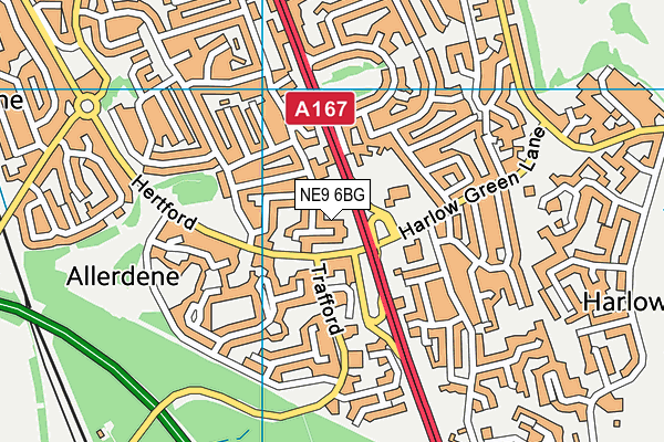 NE9 6BG map - OS VectorMap District (Ordnance Survey)