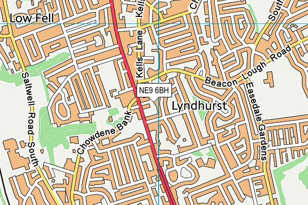 NE9 6BH map - OS VectorMap District (Ordnance Survey) NE9 6BH map - OS VectorMap District (Ordnance Survey)