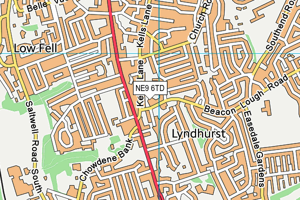 NE9 6TD map - OS VectorMap District (Ordnance Survey) NE9 6TD map - OS VectorMap District (Ordnance Survey)