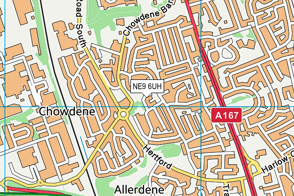 NE9 6UH map - OS VectorMap District (Ordnance Survey)