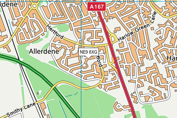 NE9 6XG map - OS VectorMap District (Ordnance Survey)