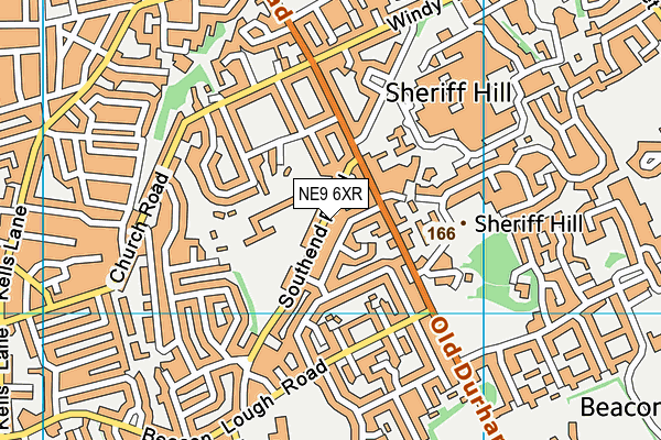 NE9 6XR map - OS VectorMap District (Ordnance Survey)