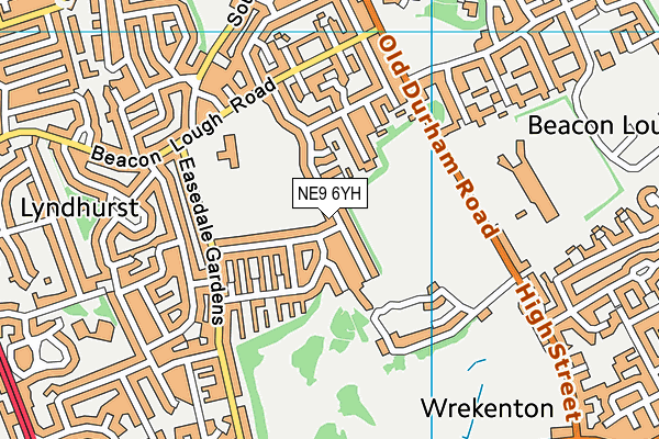 NE9 6YH map - OS VectorMap District (Ordnance Survey)