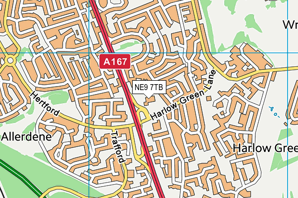 NE9 7TB map - OS VectorMap District (Ordnance Survey)