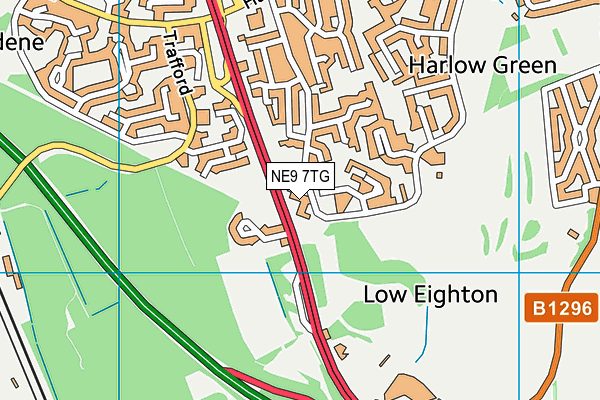 NE9 7TG map - OS VectorMap District (Ordnance Survey)