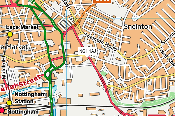 NG1 1AJ map - OS VectorMap District (Ordnance Survey) NG1 1AJ map - OS VectorMap District (Ordnance Survey)