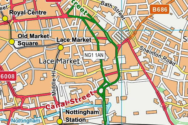 NG1 1AN map - OS VectorMap District (Ordnance Survey) NG1 1AN map - OS VectorMap District (Ordnance Survey)