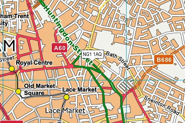 NG1 1AQ map - OS VectorMap District (Ordnance Survey) NG1 1AQ map - OS VectorMap District (Ordnance Survey)