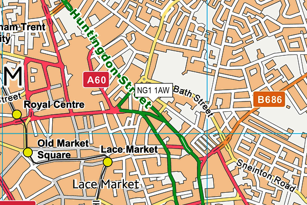 NG1 1AW map - OS VectorMap District (Ordnance Survey) NG1 1AW map - OS VectorMap District (Ordnance Survey)